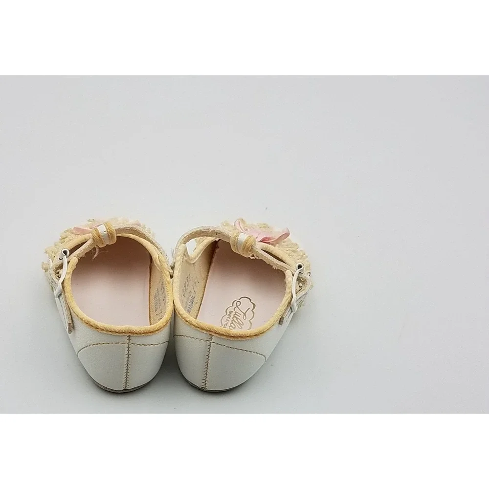 Vtg Lullaby Baby Girl Infant Dress Shoes White Leather‎ Look Toddler Size 2 Lace